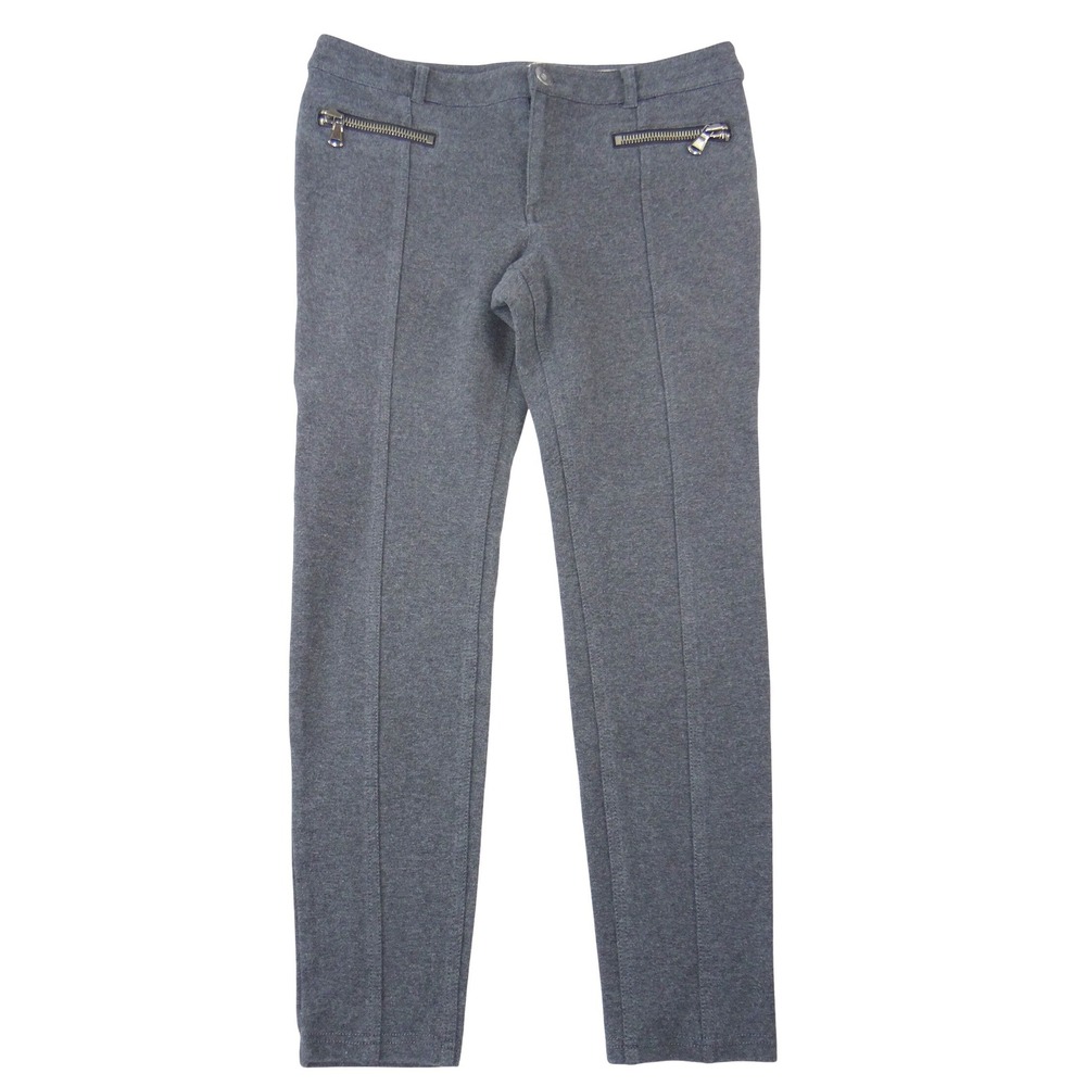DKNY Jeans Womens Charcoal Gray Knit Skinny Pants Front Seam Zip Pockets Size 10
